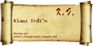 Klasz Irén névjegykártya